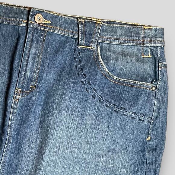 VINTAGE AXCESS BOHO EMBROIDERED WESTERN BOHEMIAN MINI SKIRT BLUE 14 - Picture 3 of 9